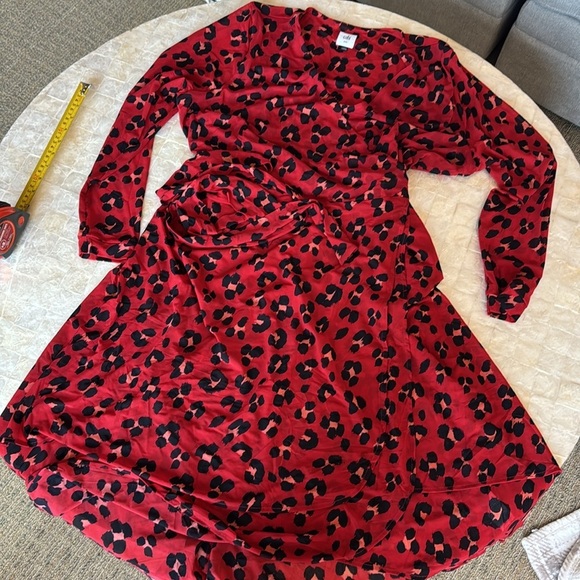 Cabi Siren Wrap Dress Size XXL NEW leopard print midi maxi burgundy red cheetah - Picture 6 of 10